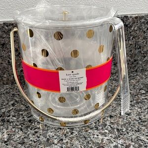 Kate Spade New York raise a glass ice bucket gold plated hardware